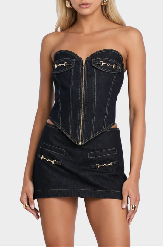 Senia Denim Bustier in Indigo Rinse