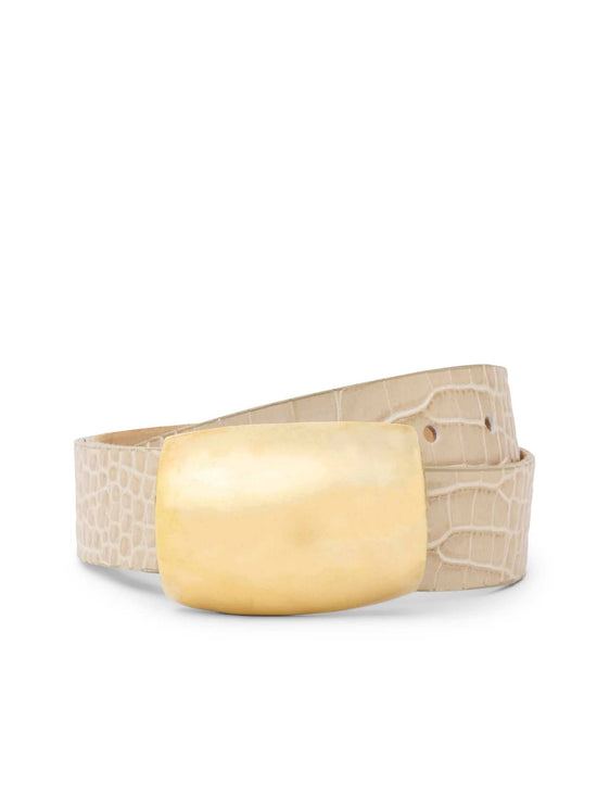 Milou Belt - Ivory Croc Embossed