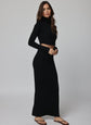 RIB FOLD DOWN MAXI SKIRT - BLACK