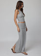 RIB FOLD DOWN MAXI SKIRT - HEATHER GREY