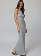 RIB FOLD DOWN MAXI SKIRT - HEATHER GREY