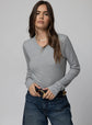RIB LONGSLEEVE SLIM BABY TEE - Heather Grey