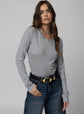RIB LONGSLEEVE SLIM BABY TEE - Heather Grey