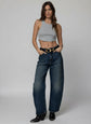 Rib Crop High Neck Tank - Heather Grey