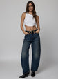 Rib Crop High Neck Tank - White