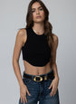 Rib Crop High Neck Tank - Black (PRE-SALE)
