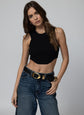 Rib Crop High Neck Tank - Black (PRE-SALE)