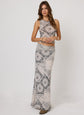 MESH FOLD DOWN SIREN MAXI SKIRT - Sea Salt Bandana (PRE-SALE)