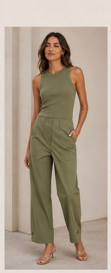 Jordyn Cropped Tank Top - Cactus