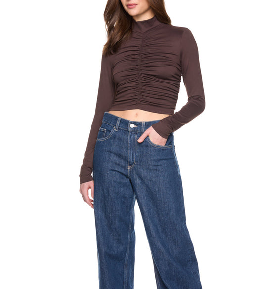 Mock Neck Gathered Top - Java