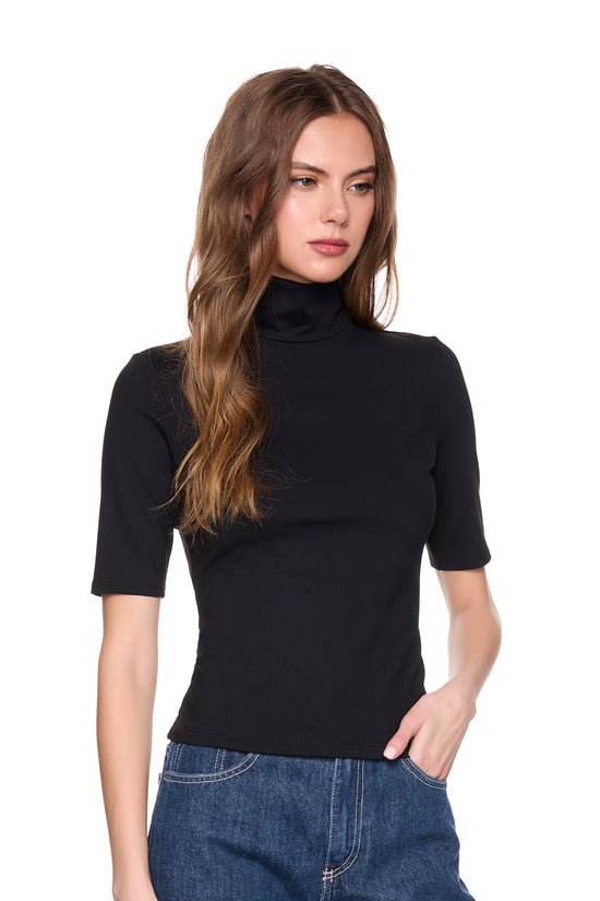 Mock Neck Elbow Sleeve Top 5"