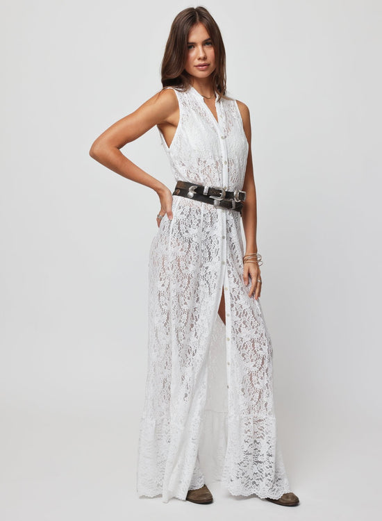 THE LACE BUTTON FRONT MAXI DRESS