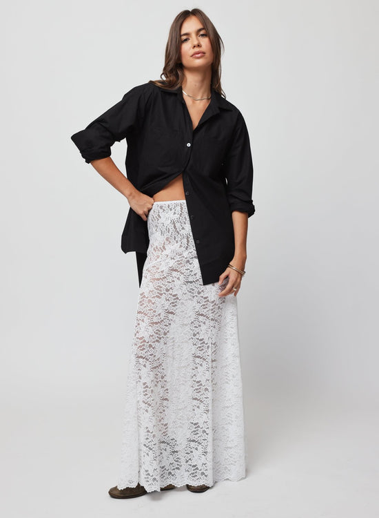 LACE MAXI SKIRT - White