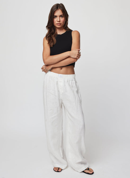 THE LINEN BOXER PANT - White