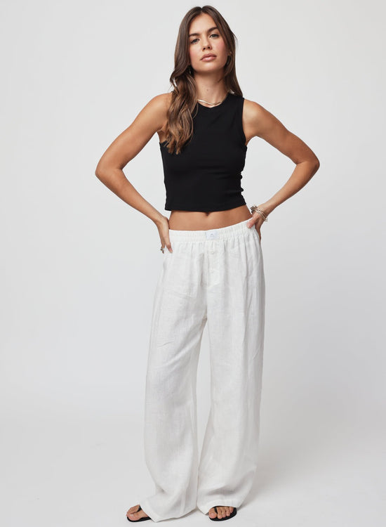 THE LINEN BOXER PANT - White