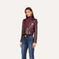 Blakely Leather Biker Jacket - Plum Sangria (PRE-SALE)