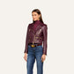 Blakely Leather Biker Jacket - Plum Sangria (PRE-SALE)