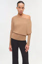 Lavina Draped Off Shoulder Sweater - Camel