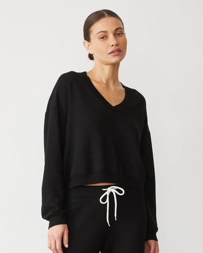 Softfleece Crop V Neck Sweatshirt (PRE-SALE)