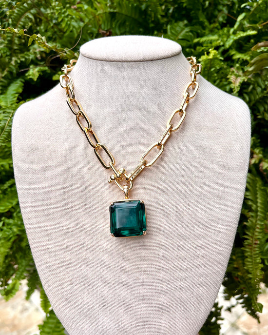 Statement Emerald Cut Pendant Necklace - Emerald