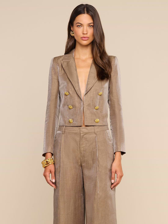 Inez Cropped Blazer - Latte/Gold (PRE-SALE)