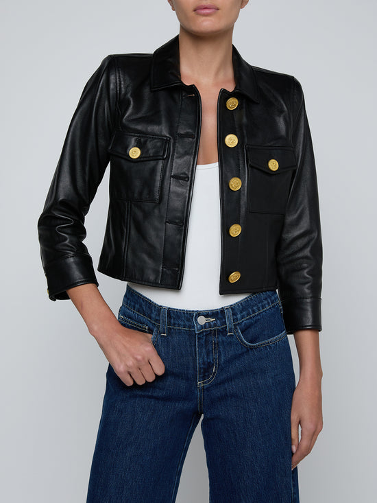 Kumi Cropped Leather Jacket