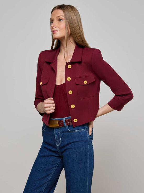 Kumi Cropped Jacket - Black Cherry