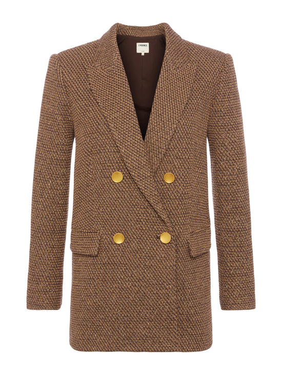 Riva Oversized Knit Blazer - Hot Fudge/Cinnamon Swirl/Gold