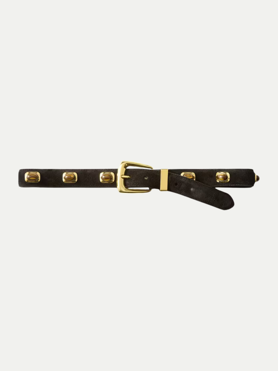 Stone Embellished Suede Arch Belt - Black (PRE-SALE)