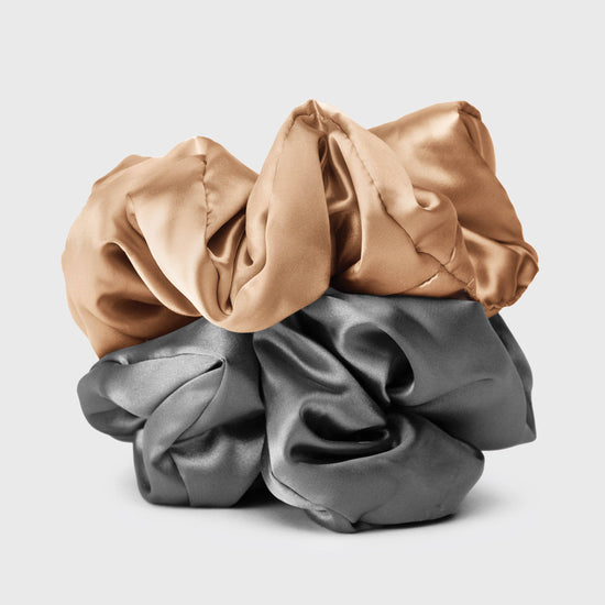 Satin Sleep Pillow Scrunchies - Charcoal/Gold