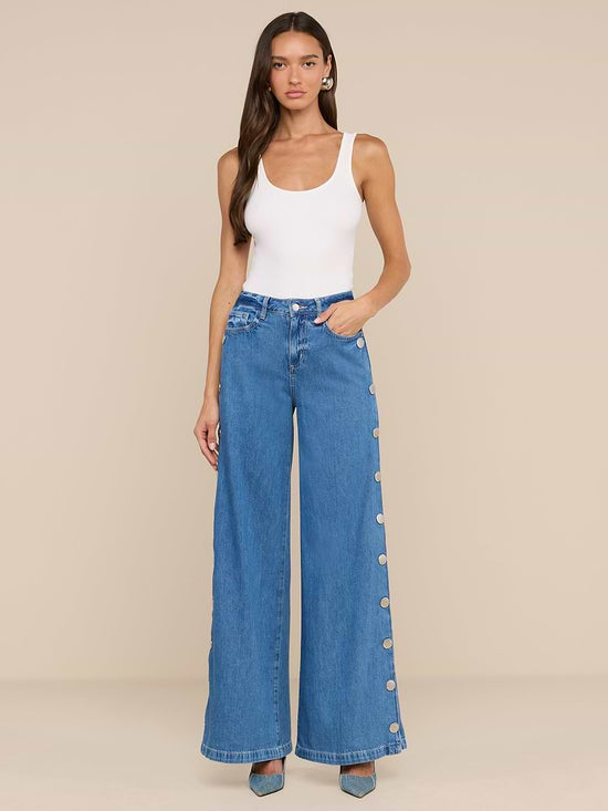 Jennings Snap Wide-Leg Jean