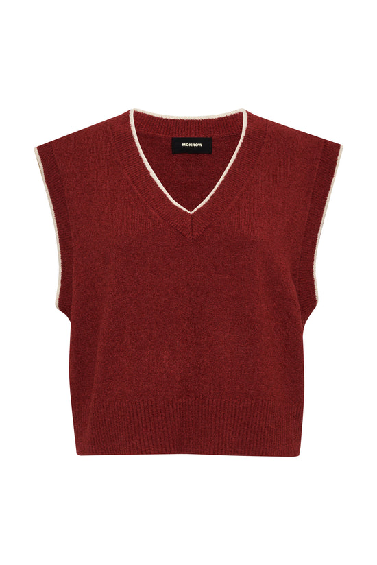 Boucle Knit V Neck Sweater Vest (PRE-SALE)