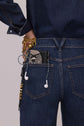 Snake-Embossed Flap Card Holder - Black Multi