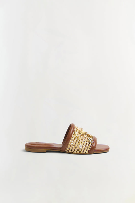 Caspian Raffia Netted Flat Sandal