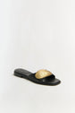 Gigi Oyster Leather Flat Slide - Black