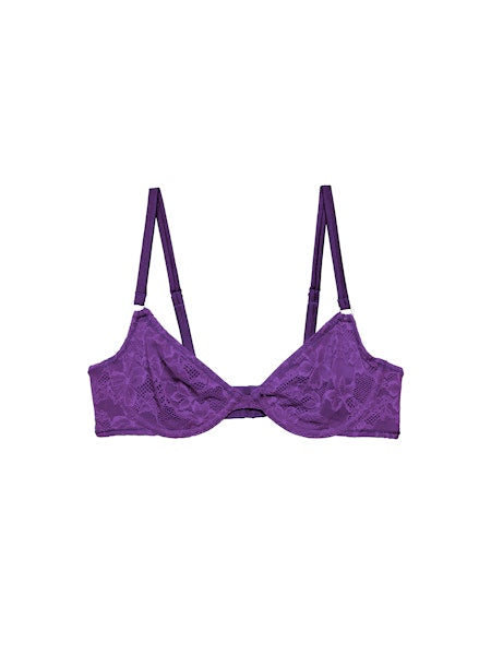 Le Stretch Multifit Lace Unlined Demi Bra - Deep Purple