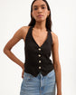 Arabella Stretch-Linen Vest - Black
