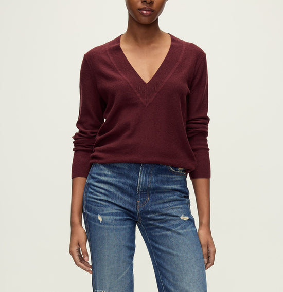 Coleta V-Neck Cashmere Sweater - Dark Currant