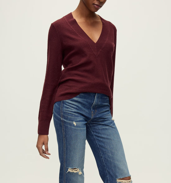 Coleta V-Neck Cashmere Sweater - Dark Currant
