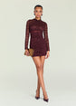 Moxey Ruched Mini Dress - Bordeaux (PRE-SALE)