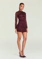 Moxey Ruched Mini Dress - Bordeaux (PRE-SALE)