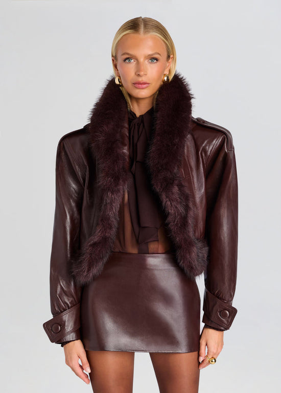 Jia Leather Jacket - Mahogany