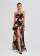Nicole Silk Chiffon Dress - Noir Rose (PRE-SALE)