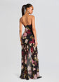 Nicole Silk Chiffon Dress - Noir Rose (PRE-SALE)