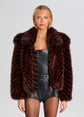 Segrid Faux Fur Bomber - Mahogany Chevron (PRE-SALE)