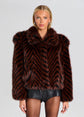 Segrid Faux Fur Bomber - Mahogany Chevron (PRE-SALE)
