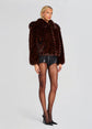 Segrid Faux Fur Bomber - Mahogany Chevron (PRE-SALE)