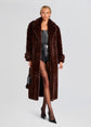 Shantel Faux Fur Coat - Mahogany Cheveron
