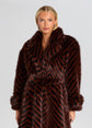 Shantel Faux Fur Coat - Mahogany Cheveron