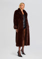 Shantel Faux Fur Coat - Mahogany Cheveron